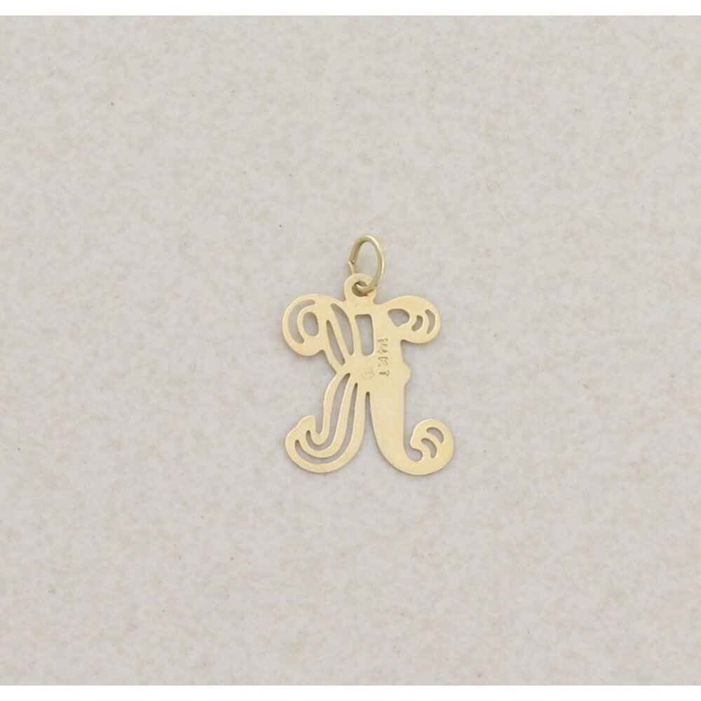 Pendant Only 14k Yellow Gold Letter 'K' Pendant Initial K Design 3/4" x 1/2" - Picture 3 of 6